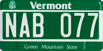 VT license plate NAB077