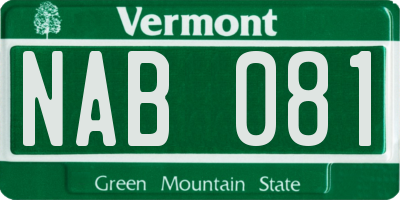VT license plate NAB081