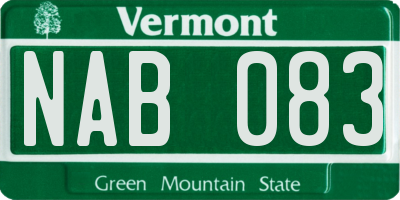 VT license plate NAB083