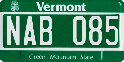 VT license plate NAB085