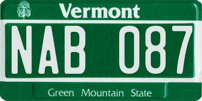 VT license plate NAB087