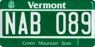 VT license plate NAB089