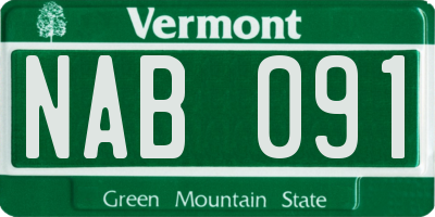 VT license plate NAB091