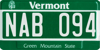 VT license plate NAB094