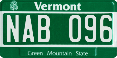VT license plate NAB096