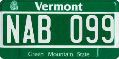 VT license plate NAB099