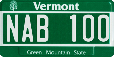 VT license plate NAB100