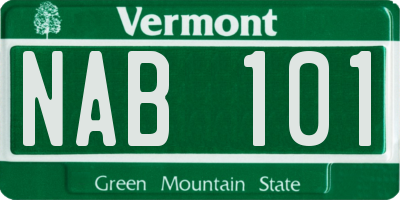 VT license plate NAB101