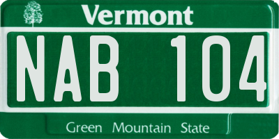 VT license plate NAB104