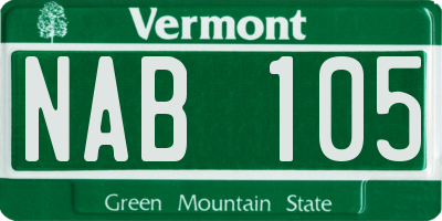VT license plate NAB105