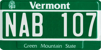VT license plate NAB107