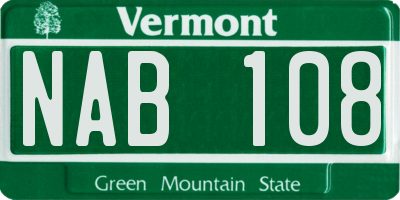 VT license plate NAB108
