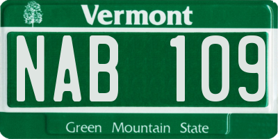 VT license plate NAB109
