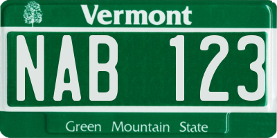 VT license plate NAB123