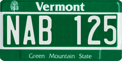 VT license plate NAB125