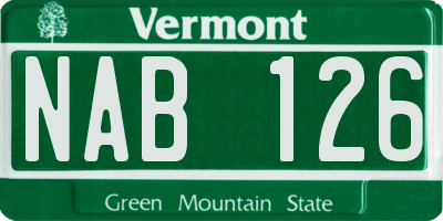 VT license plate NAB126
