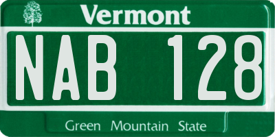 VT license plate NAB128