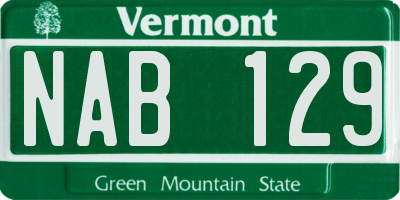 VT license plate NAB129