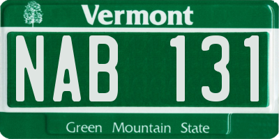 VT license plate NAB131