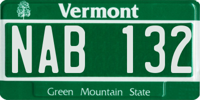 VT license plate NAB132