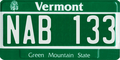 VT license plate NAB133