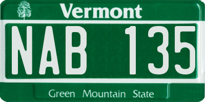 VT license plate NAB135