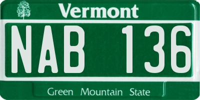 VT license plate NAB136