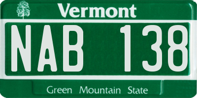 VT license plate NAB138