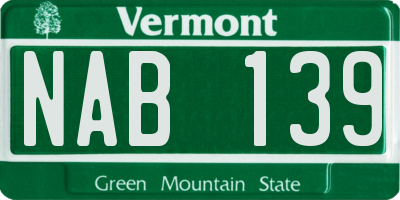 VT license plate NAB139