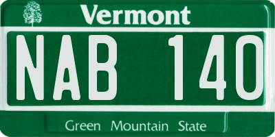VT license plate NAB140