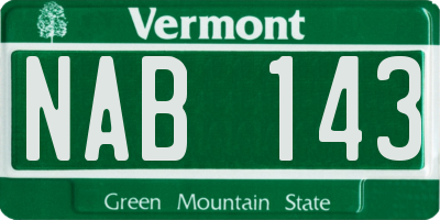 VT license plate NAB143
