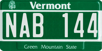 VT license plate NAB144