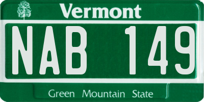 VT license plate NAB149