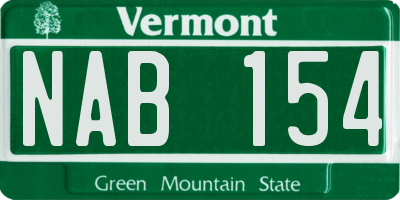 VT license plate NAB154