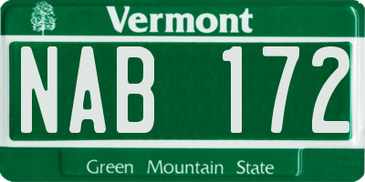 VT license plate NAB172