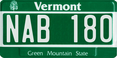 VT license plate NAB180