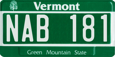 VT license plate NAB181