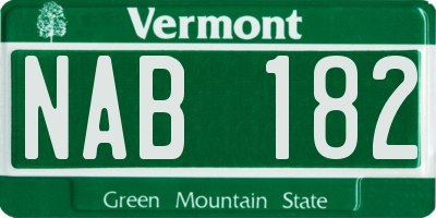 VT license plate NAB182