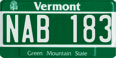 VT license plate NAB183
