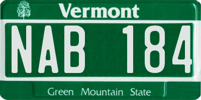 VT license plate NAB184