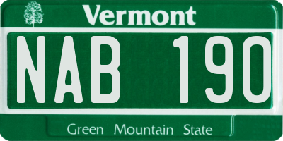 VT license plate NAB190
