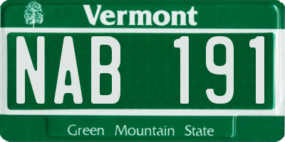 VT license plate NAB191