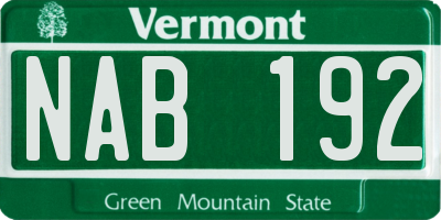 VT license plate NAB192