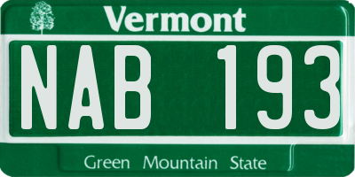 VT license plate NAB193