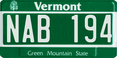 VT license plate NAB194