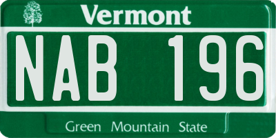 VT license plate NAB196