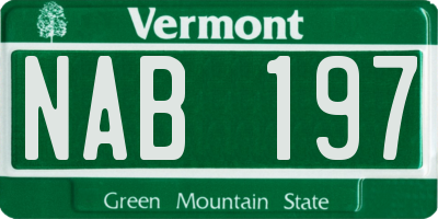 VT license plate NAB197