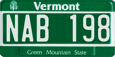 VT license plate NAB198