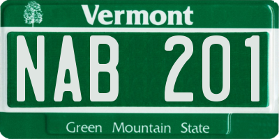VT license plate NAB201