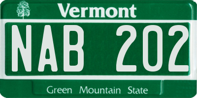 VT license plate NAB202